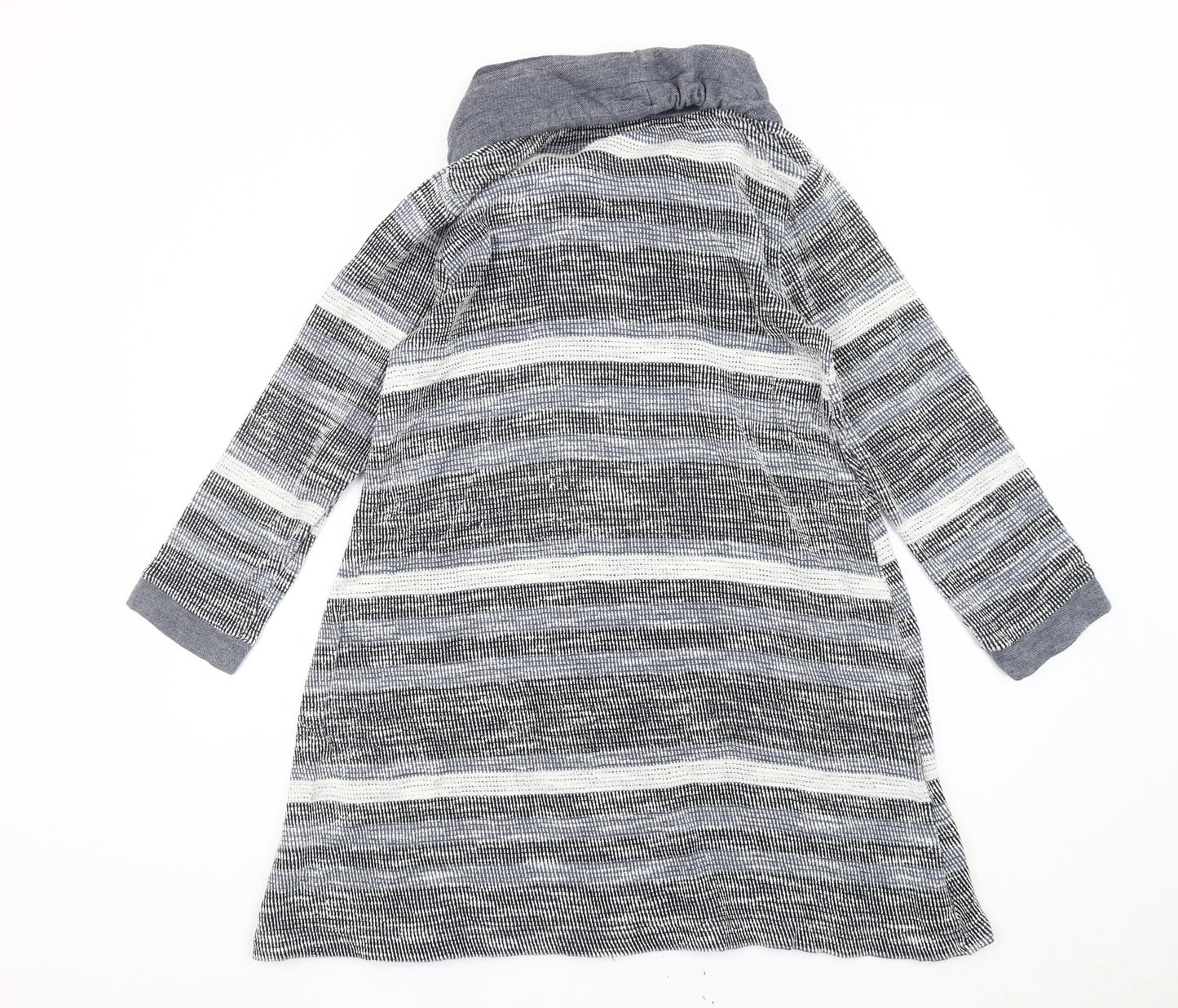 Adini Women’s Grey Striped Tunic Sweatshirt XS Cowl Neck Hooded