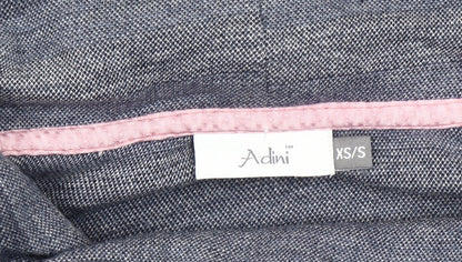 Adini Women’s Grey Striped Tunic Sweatshirt XS Cowl Neck Hooded