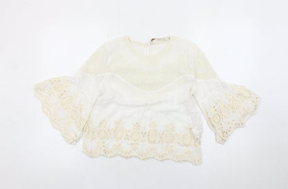 Womens UK Size 8 Zara Ivory Tunic Blouse