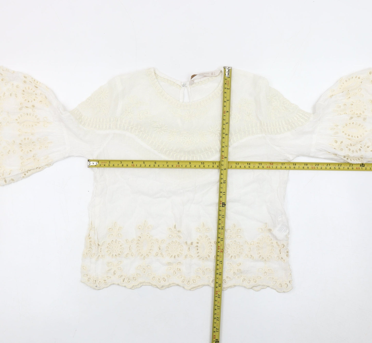 Womens UK Size 8 Zara Ivory Tunic Blouse