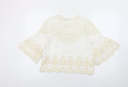 Womens UK Size 8 Zara Ivory Tunic Blouse