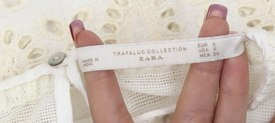 Womens UK Size 8 Zara Ivory Tunic Blouse