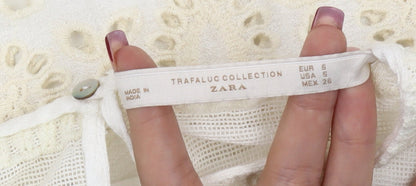 Womens UK Size 8 Zara Ivory Tunic Blouse