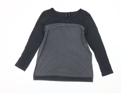 Cynthia Rowley Womens Black Grey Long Sleeve Scoop Neck T-Shirt Size S
