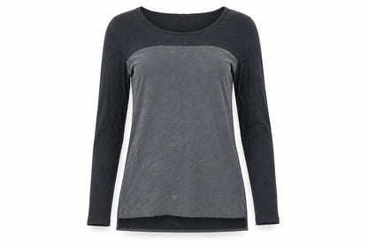 Cynthia Rowley Womens Black Grey Long Sleeve Scoop Neck T-Shirt Size S