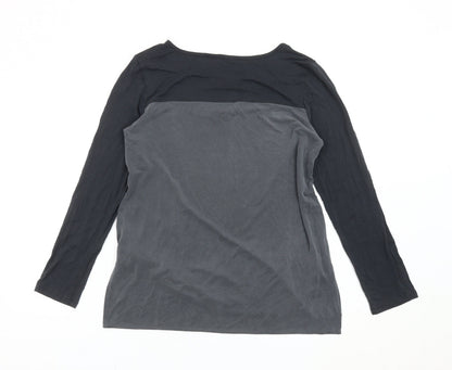 Cynthia Rowley Womens Black Grey Long Sleeve Scoop Neck T-Shirt Size S