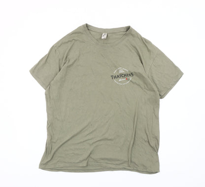 SOL'S Mens Green Thatchers Beer Graphic T-Shirt 2XL Crew Neck Cotton