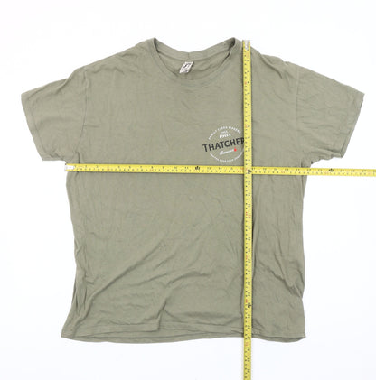 SOL'S Mens Green Thatchers Beer Graphic T-Shirt 2XL Crew Neck Cotton
