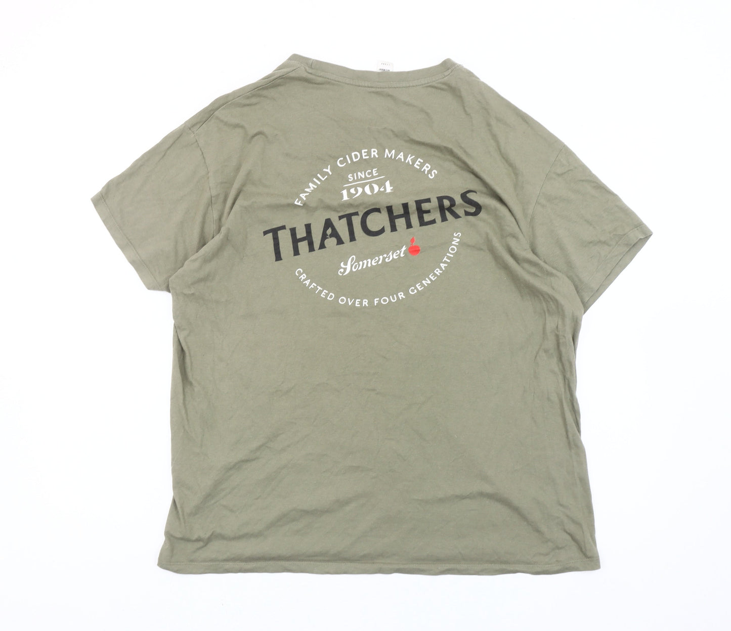 SOL'S Mens Green Thatchers Beer Graphic T-Shirt 2XL Crew Neck Cotton