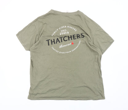 SOL'S Mens Green Thatchers Beer Graphic T-Shirt 2XL Crew Neck Cotton