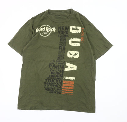 Mens UK Size L Hard Rock Cafe Green  T-Shirt