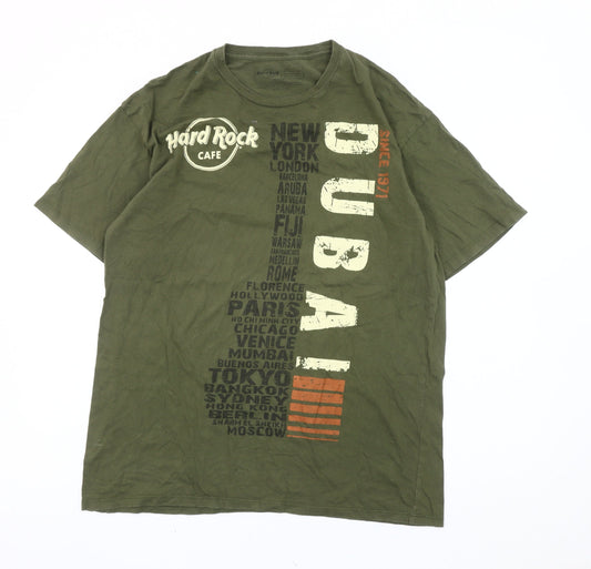 Mens UK Size L Hard Rock Cafe Green  T-Shirt