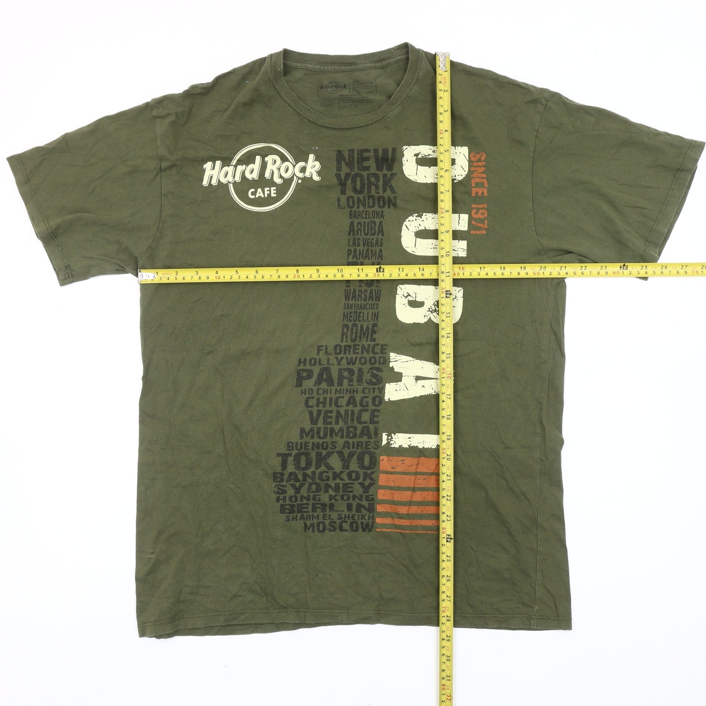 Mens UK Size L Hard Rock Cafe Green  T-Shirt
