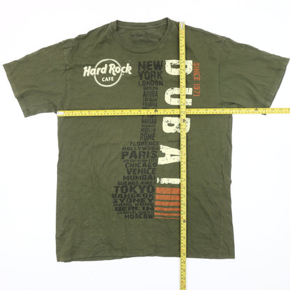 Mens UK Size L Hard Rock Cafe Green  T-Shirt