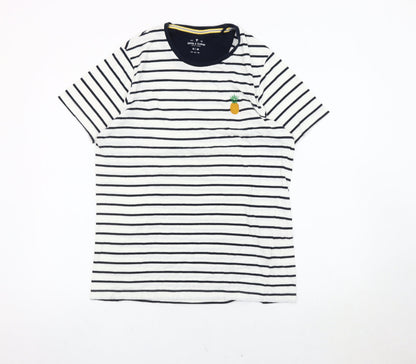 Denim & Flower Womens White Striped Pineapple T-Shirt Size 12
