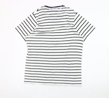 Denim & Flower Womens White Striped Pineapple T-Shirt Size 12