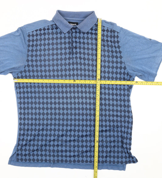 Ashworth Men’s Blue Geometric Golf Polo Shirt Size L Cotton