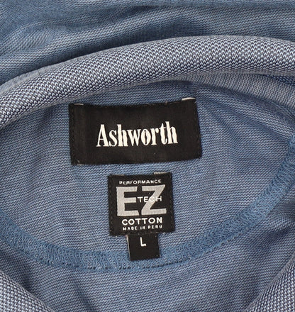 Ashworth Men’s Blue Geometric Golf Polo Shirt Size L Cotton