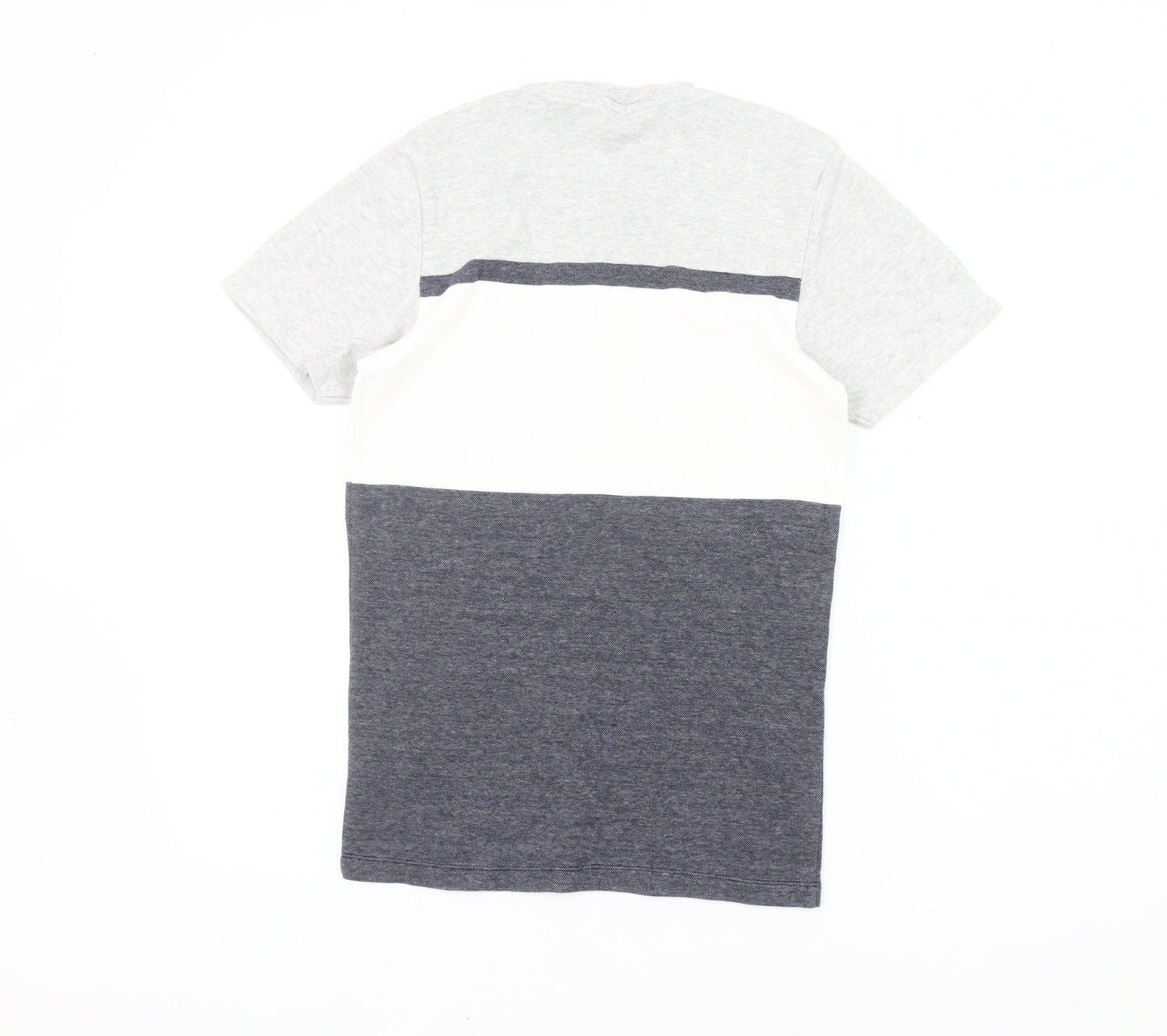 Next Men's XS Grey White Blue Colourblock Cotton T-Shirt