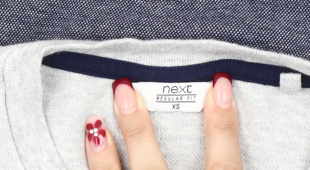 Next Men's XS Grey White Blue Colourblock Cotton T-Shirt