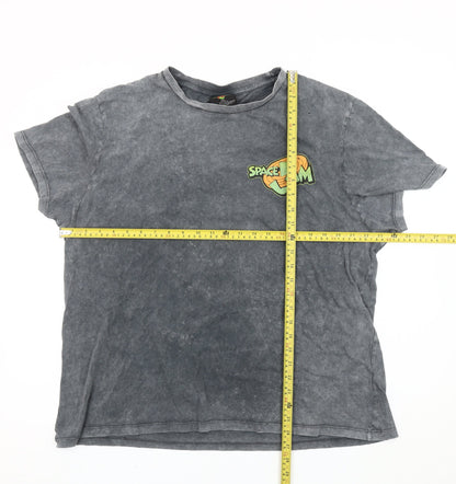 Space Jam Men's 2XL Grey Cotton Graphic T-Shirt Bugs Bunny Daffy Duck