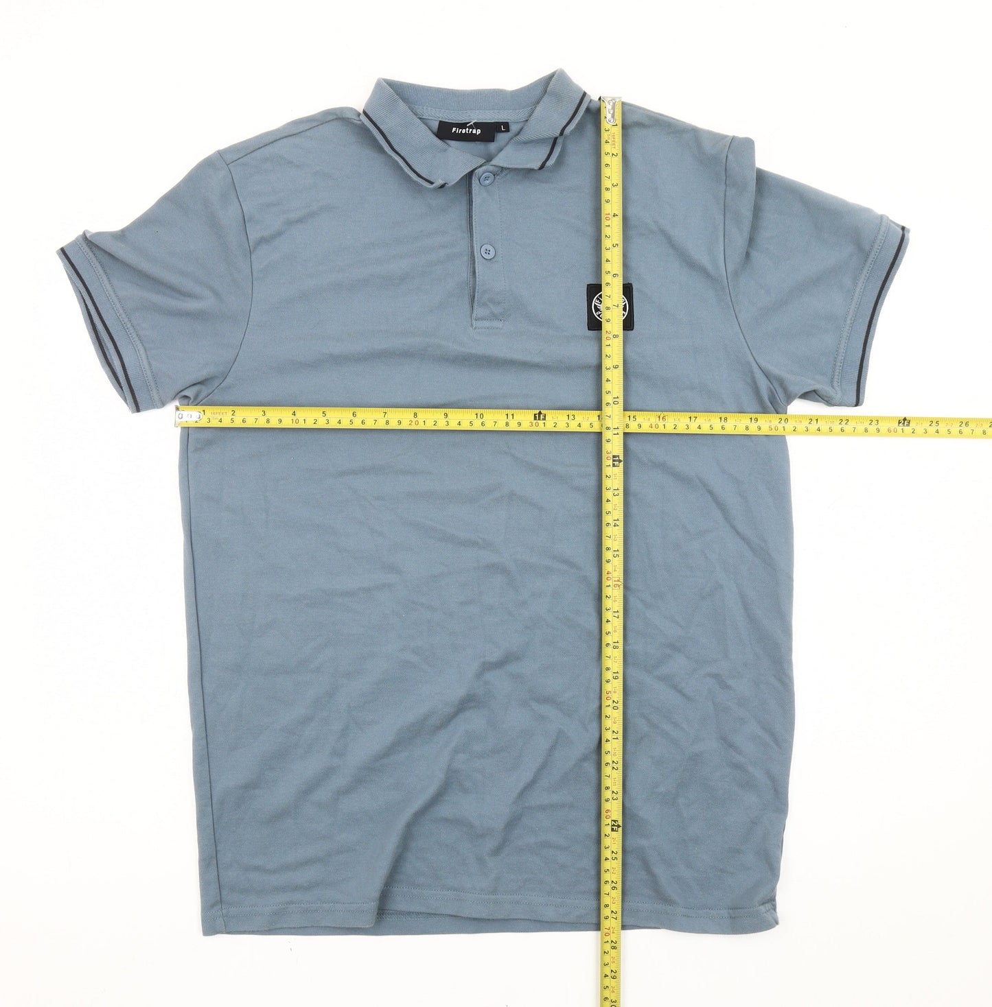 Firetrap Men’s Blue Polo Shirt L Regular Fit Short Sleeve Cotton