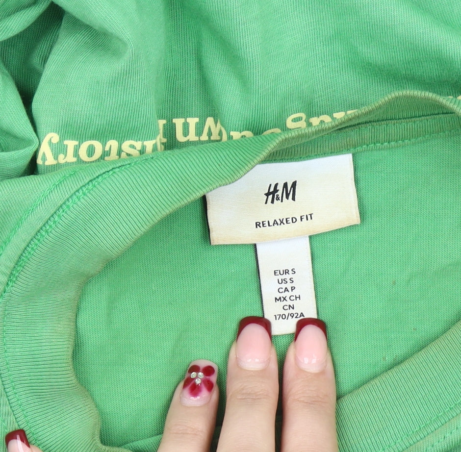 Womens UK Size S H&M Green Basic T-Shirt