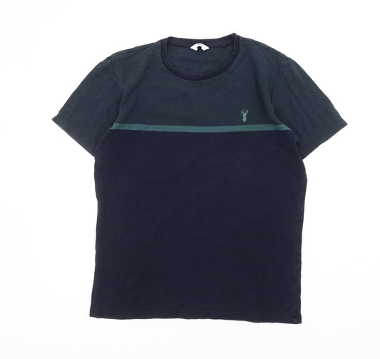 Next Men’s Blue Colourblock Cotton Regular Fit T-Shirt Size S