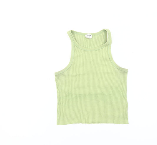 Cotton On Women’s Green Ribbed Tank Top Size M Slim Fit