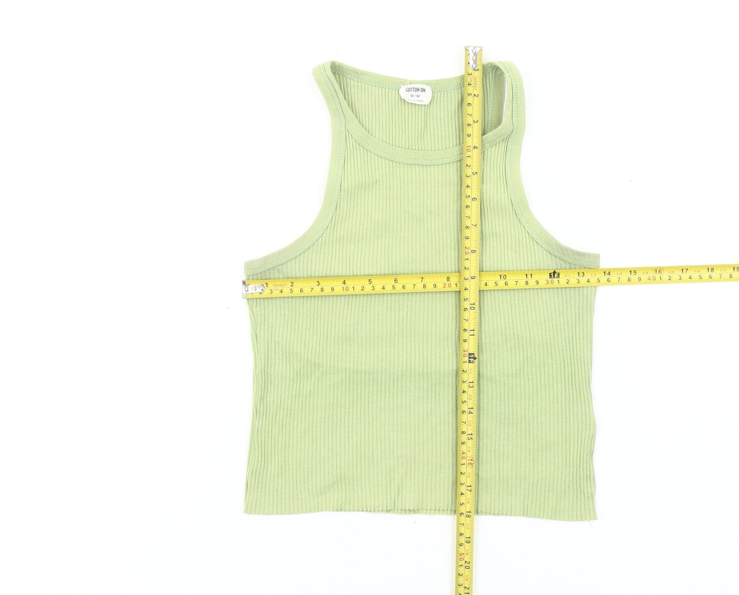 Cotton On Women’s Green Ribbed Tank Top Size M Slim Fit