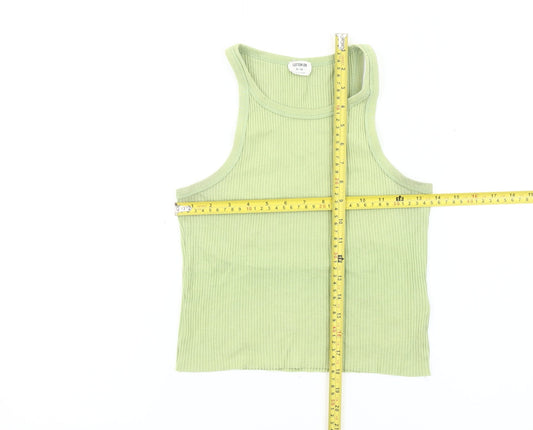 Cotton On Women’s Green Ribbed Tank Top Size M Slim Fit