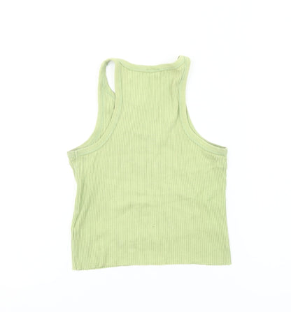 Cotton On Women’s Green Ribbed Tank Top Size M Slim Fit