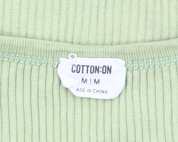 Cotton On Women’s Green Ribbed Tank Top Size M Slim Fit