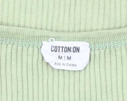 Cotton On Women’s Green Ribbed Tank Top Size M Slim Fit