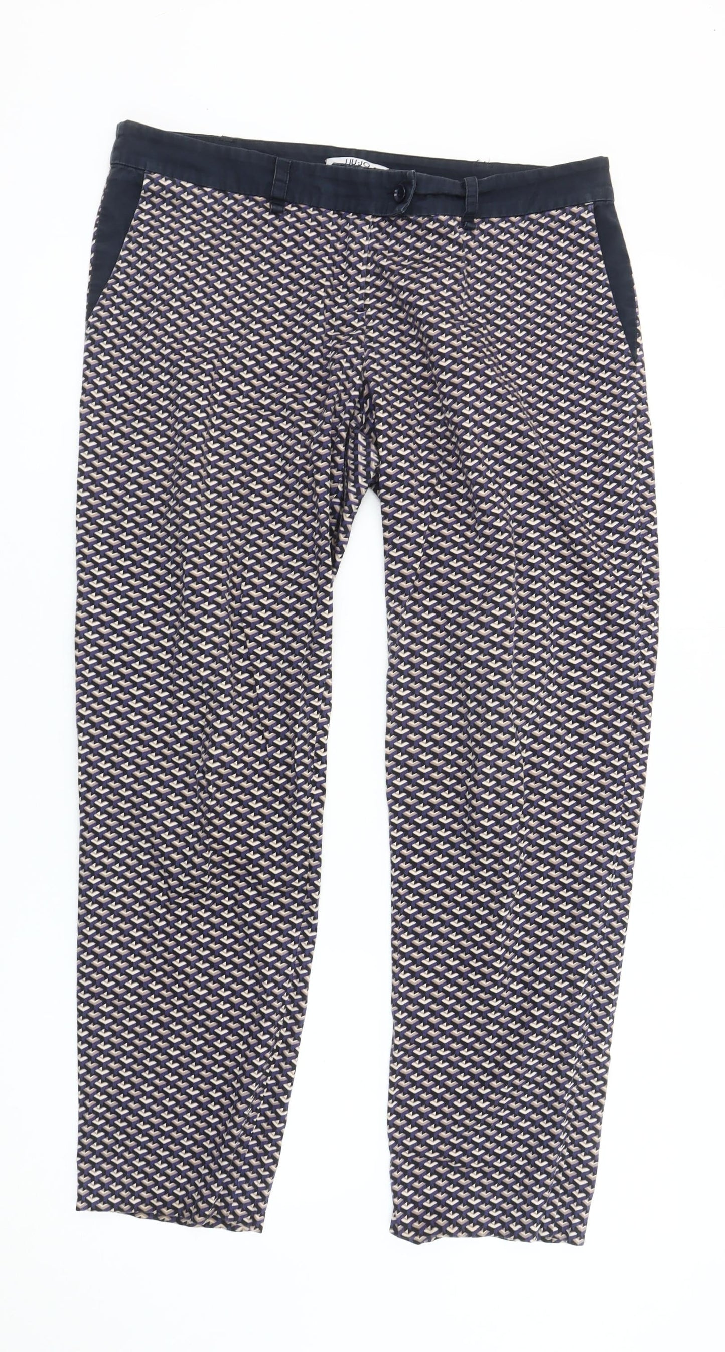 Liu Jo Womens Multicoloured Geometric Slim Trousers Size 14
