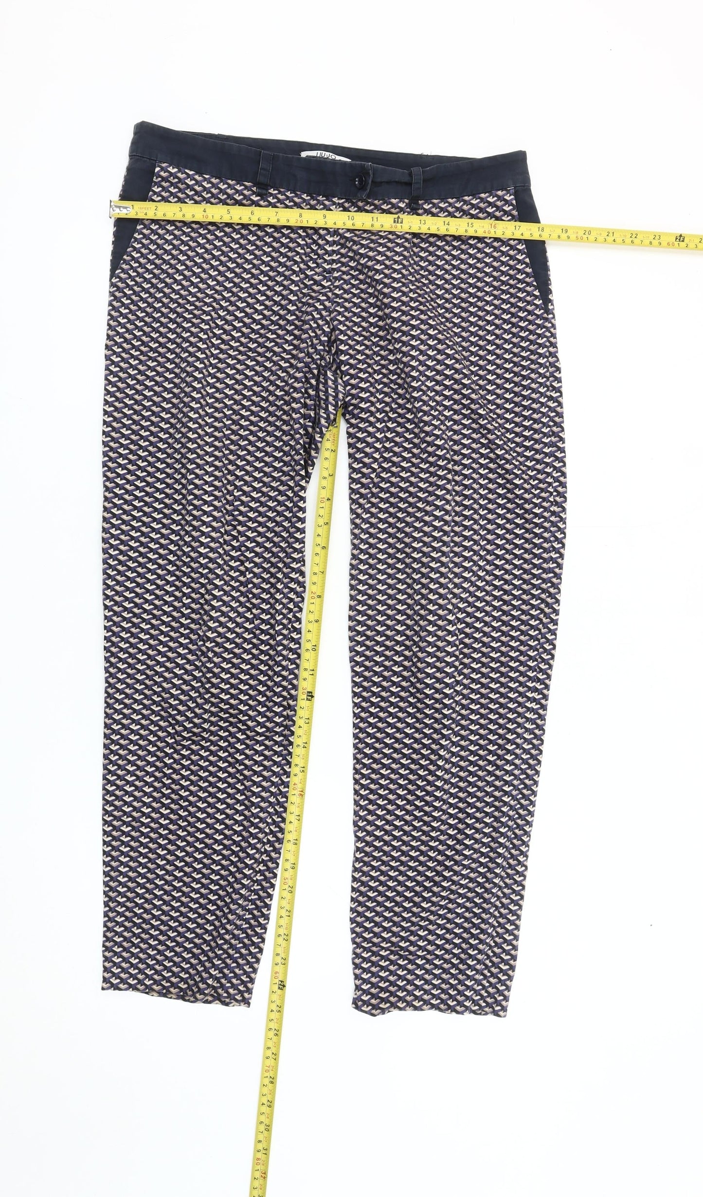 Liu Jo Womens Multicoloured Geometric Slim Trousers Size 14