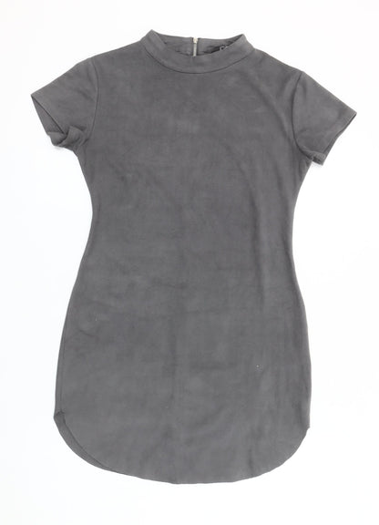 AX Paris Women Grey Bodycon Mock Neck Short Sleeve Dress Size 10