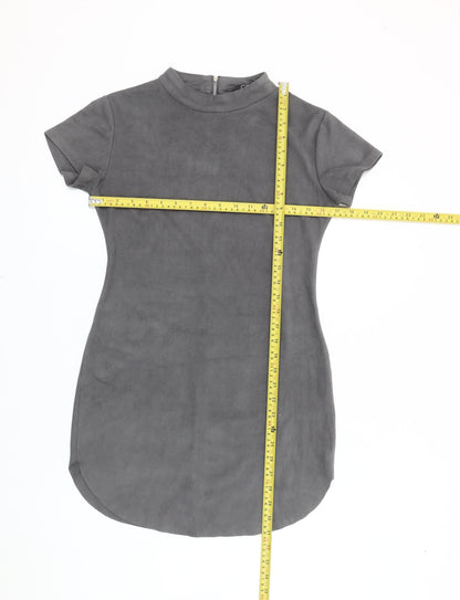 AX Paris Women Grey Bodycon Mock Neck Short Sleeve Dress Size 10