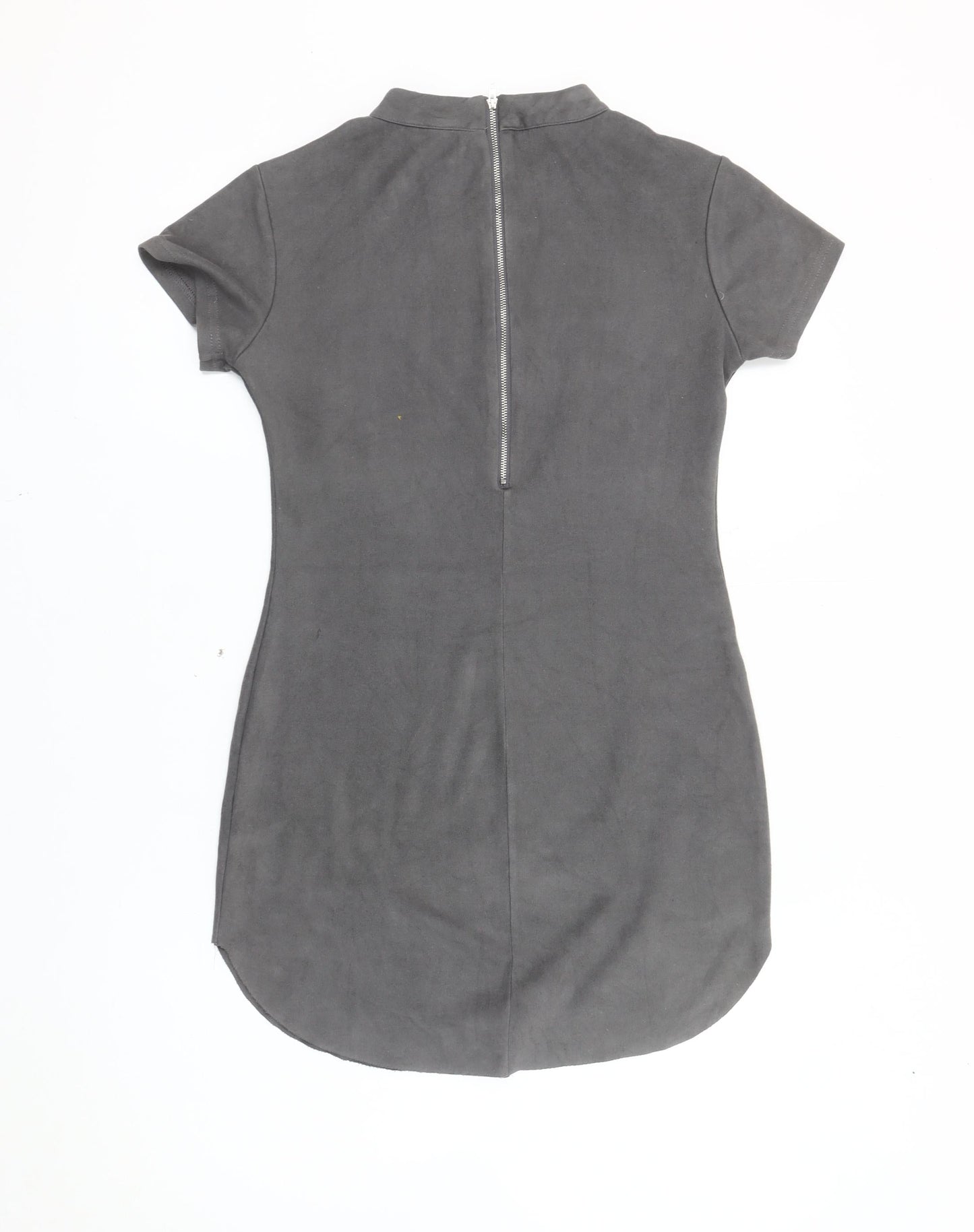 AX Paris Women Grey Bodycon Mock Neck Short Sleeve Dress Size 10