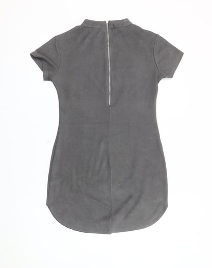 AX Paris Women Grey Bodycon Mock Neck Short Sleeve Dress Size 10
