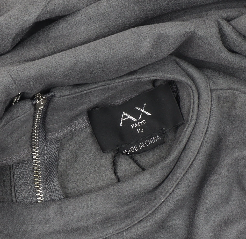 AX Paris Women Grey Bodycon Mock Neck Short Sleeve Dress Size 10