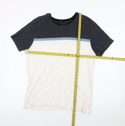 Peacocks Men’s Medium Colourblock T-Shirt Black White Blue Cotton