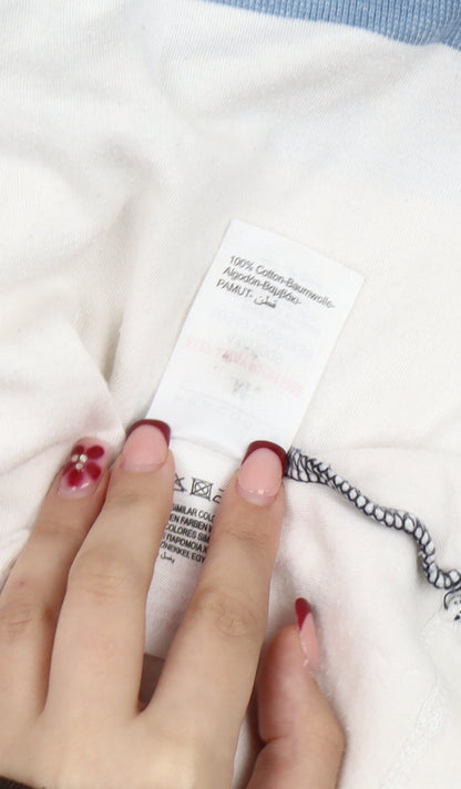 Peacocks Men’s Medium Colourblock T-Shirt Black White Blue Cotton