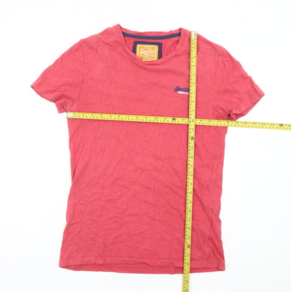 Superdry Men’s Red Crew Neck Cotton T-Shirt Size M Classic Logo