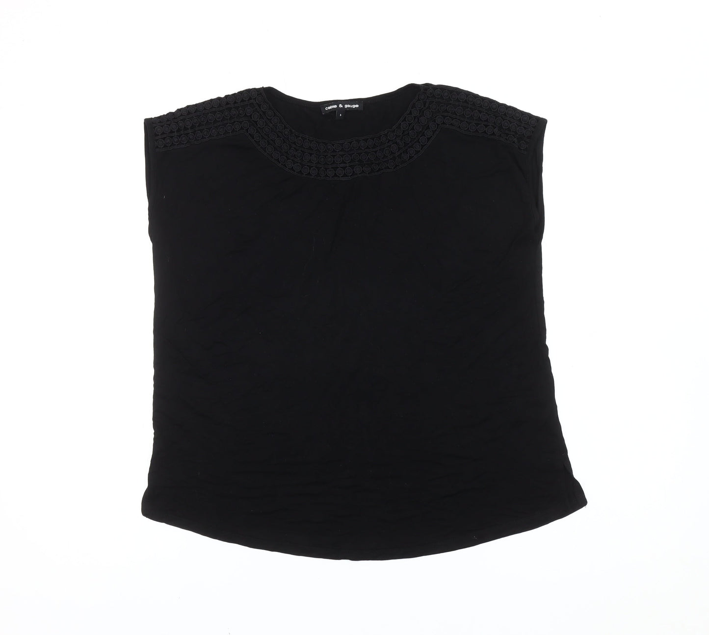 Womens UK Size S Cable & Gauge Black Basic Blouse