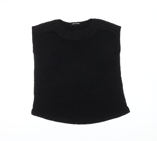 Womens UK Size S Cable & Gauge Black Basic Blouse