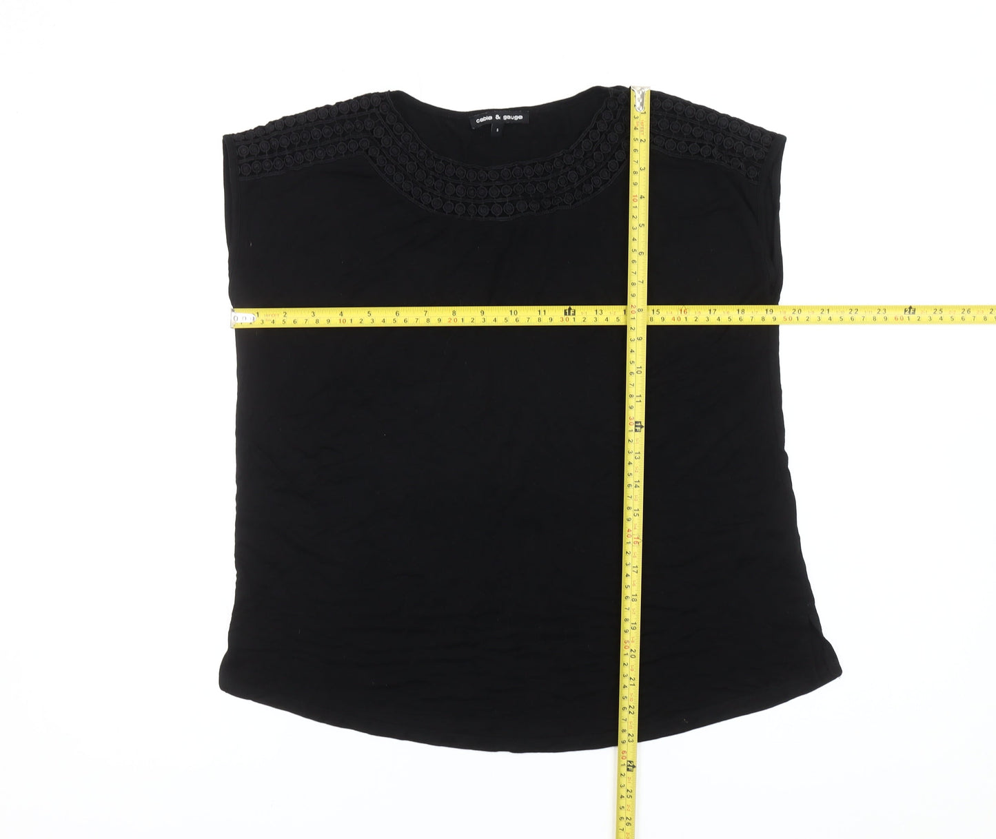 Womens UK Size S Cable & Gauge Black Basic Blouse