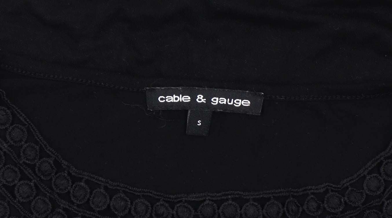 Womens UK Size S Cable & Gauge Black Basic Blouse
