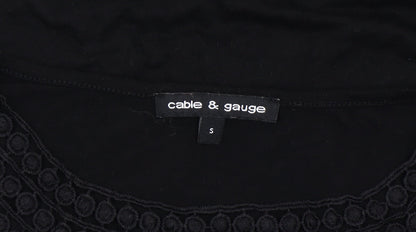 Womens UK Size S Cable & Gauge Black Basic Blouse