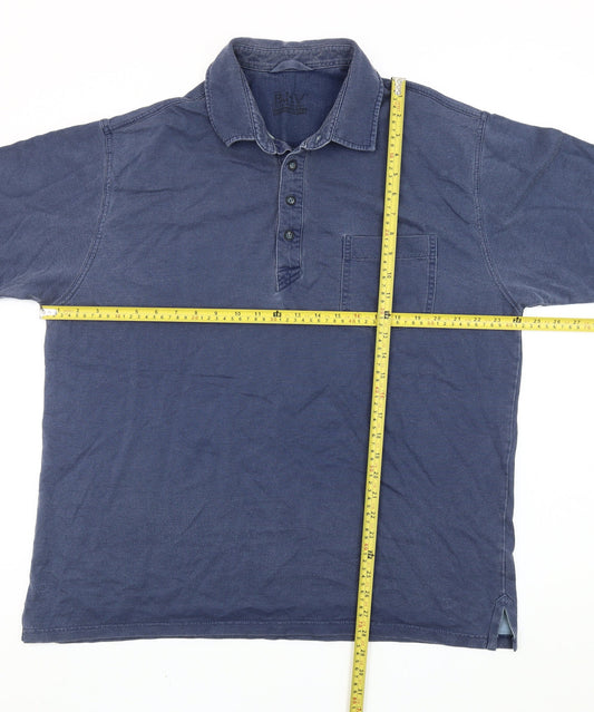 Marks and Spencer Men's Blue Cotton Polo Shirt Size L Short Sleeve